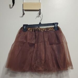 Brown Tulle Skirt - Women's Layered Skirt W/Leopard Print Ears Headband NWT